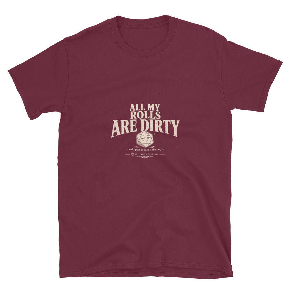 All My Rolls Are Dirty - Varsity Softstyle tee, maroon, front