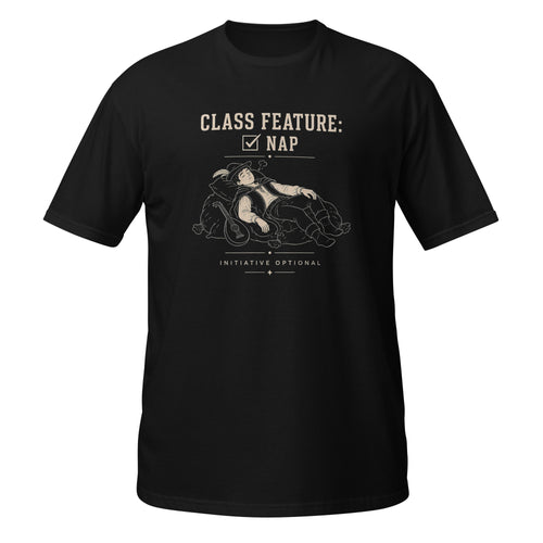 Class Feature: Nap Softstyle tee, black, front