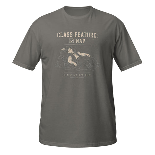 Class Feature: Nap Softstyle tee, charcoal, front